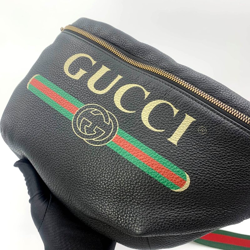 Gucci 古馳黑色牛皮印花胸包,Print系列,斜背包,古馳,楊冪,蔡依林同款,二手真品,正品,現貨,免運-7