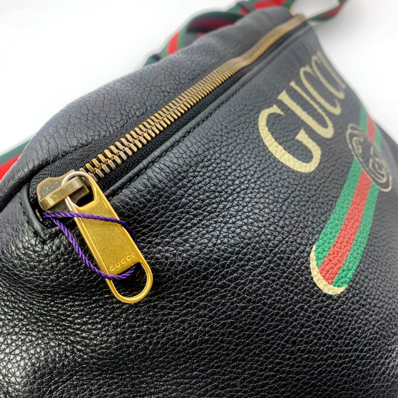 Gucci 古馳黑色牛皮印花胸包,Print系列,斜背包,古馳,楊冪,蔡依林同款,二手真品,正品,現貨,免運-8