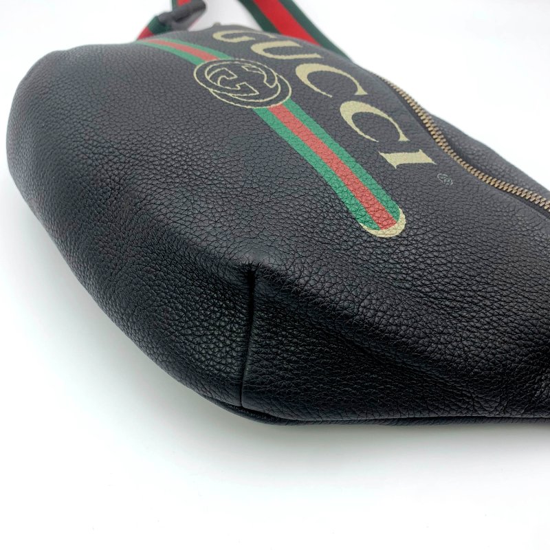 Gucci 古馳黑色牛皮印花胸包,Print系列,斜背包,古馳,楊冪,蔡依林同款,二手真品,正品,現貨,免運-14