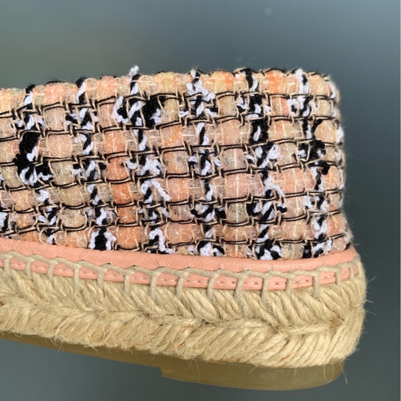 僅穿一次Chanel香奈兒粉色毛呢漁夫鞋,38碼 🈚附件-4