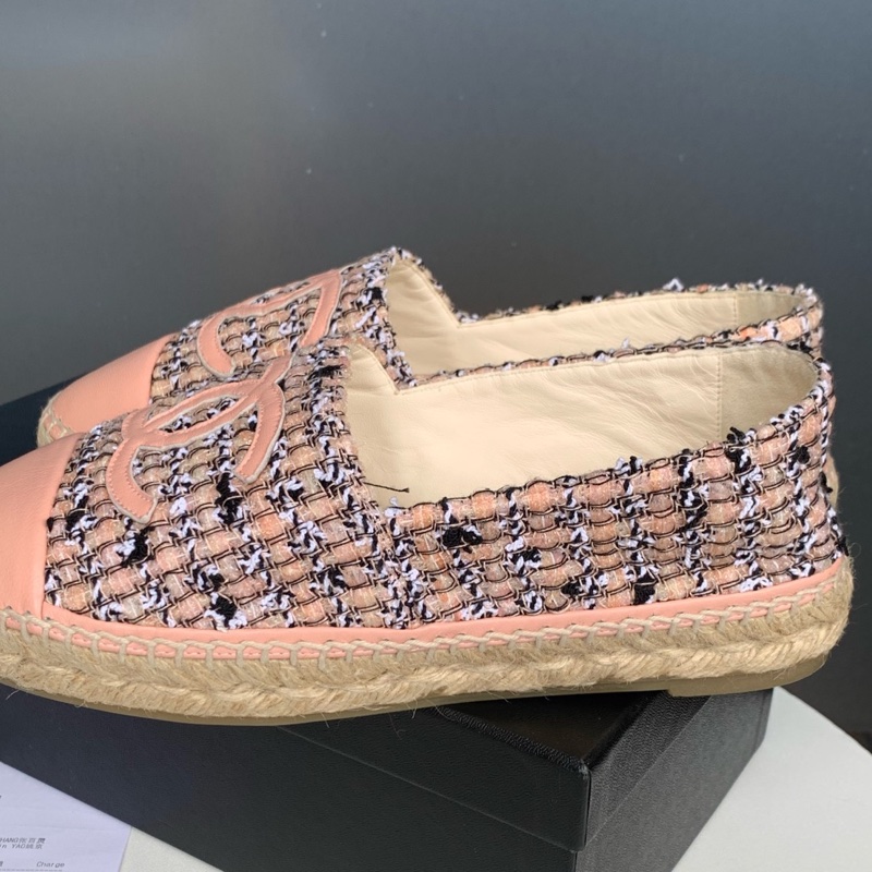 僅穿一次Chanel香奈兒粉色毛呢漁夫鞋,38碼 🈚附件-5