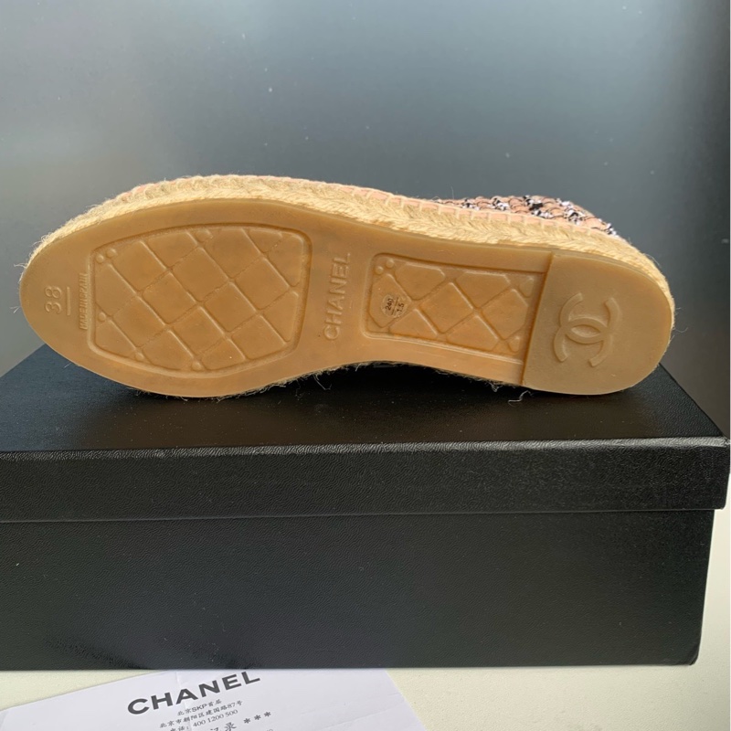 僅穿一次Chanel香奈兒粉色毛呢漁夫鞋,38碼 🈚附件-7