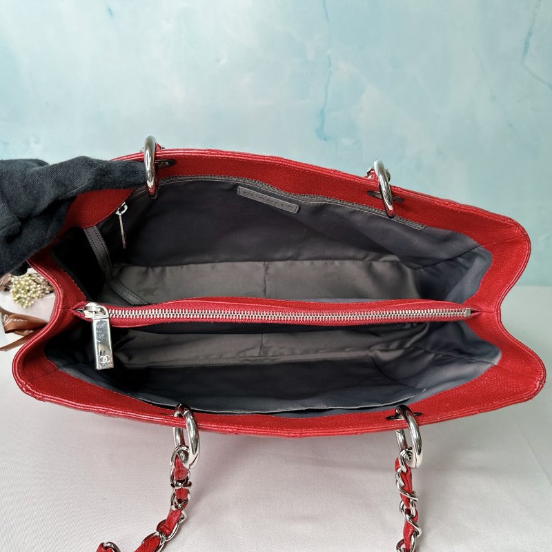 CHANEL GST紅銀荔枝肩背托特包-4