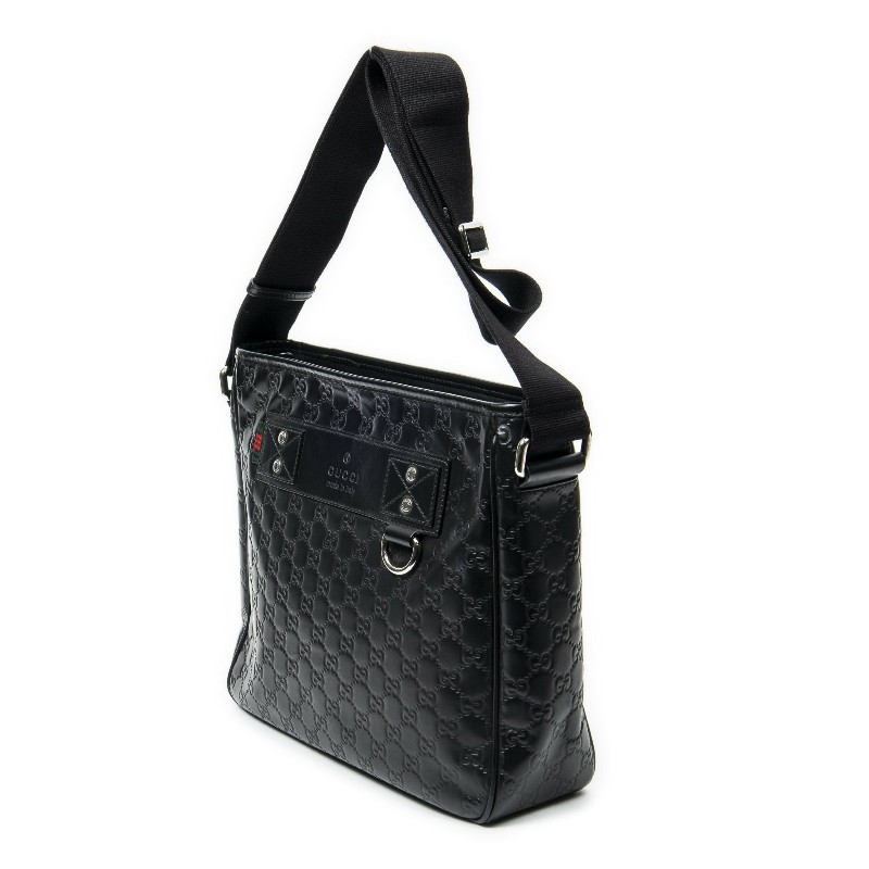 GUCCI 黑色 GUCCISSIMA皮革GG logo壓紋側包 （guccissima 322080）-2