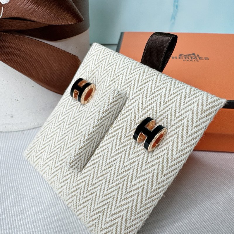 HERMES 全新Mini Pop H橢圓耳環-1