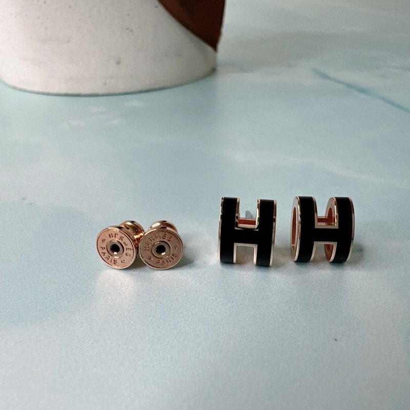HERMES 全新Mini Pop H橢圓耳環-3