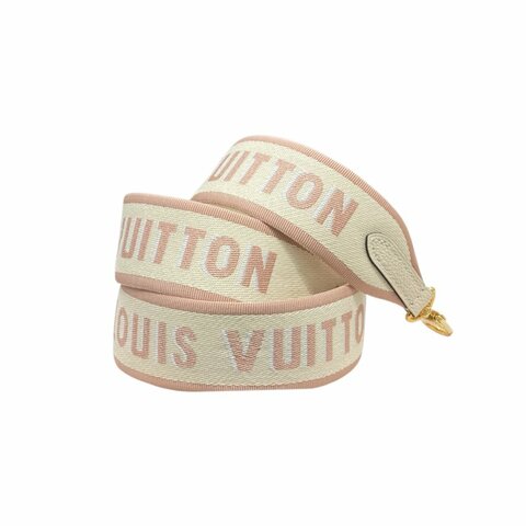 LOUIS VUITTON 路易威登 MONOGRAM BANDOULIÈRE 老花背帶 帆布 白/粉色 金釦