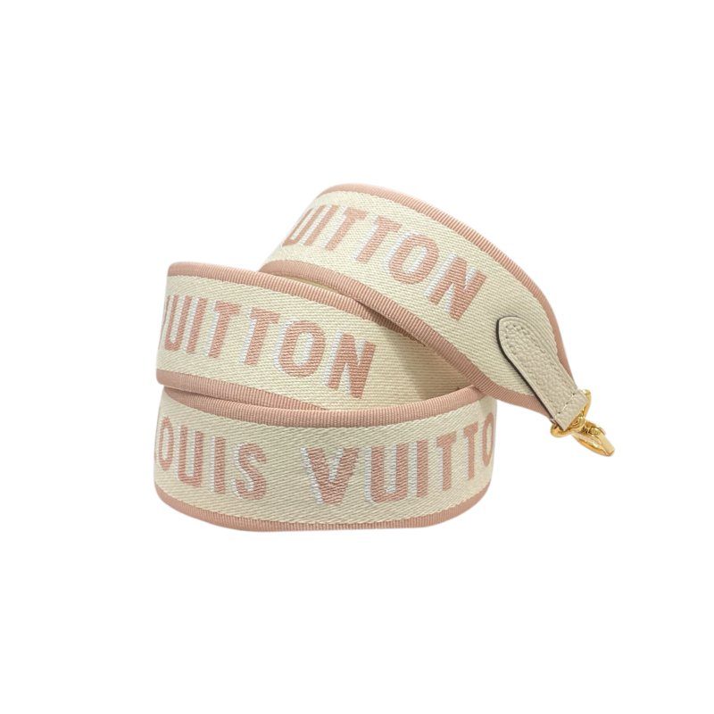 LOUIS VUITTON 路易威登 MONOGRAM BANDOULIÈRE 老花背帶 帆布 白/粉色 金釦-0