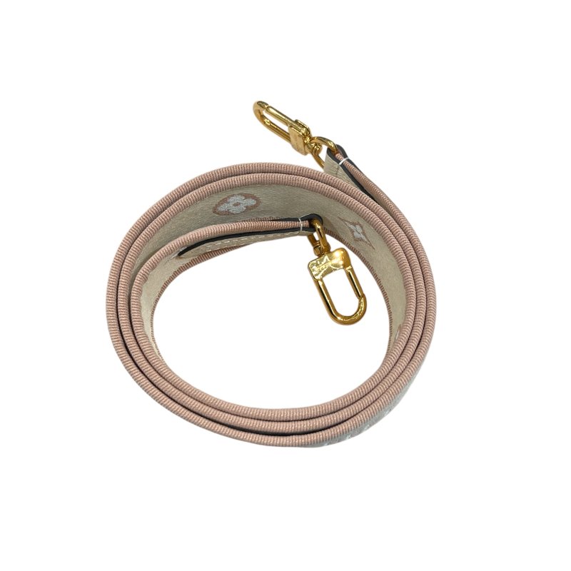 LOUIS VUITTON 路易威登 MONOGRAM BANDOULIÈRE 老花背帶 帆布 白/粉色 金釦-3
