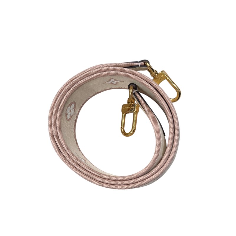 LOUIS VUITTON 路易威登 MONOGRAM BANDOULIÈRE 老花背帶 帆布 白/粉色 金釦-4