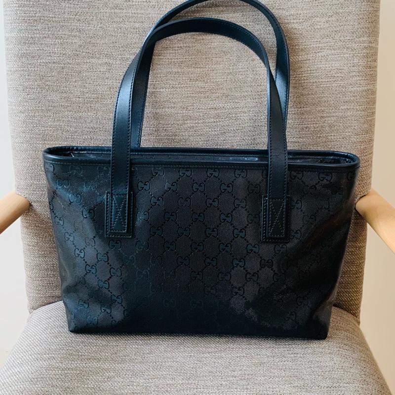 Gucci GG Imprime 托特包 亮面Logo壓紋黑色-2