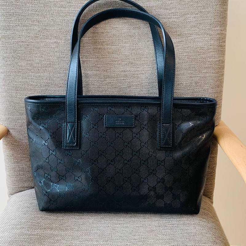 Gucci GG Imprime 托特包 亮面Logo壓紋黑色-5