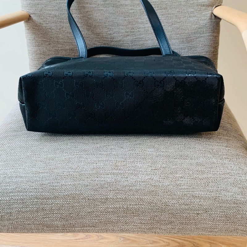 Gucci GG Imprime 托特包 亮面Logo壓紋黑色-9