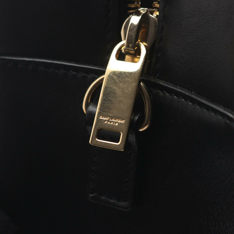 YVES SAINT LAURENT YSL Baby Monogram Cabas 單肩手提包，黑色皮革，二手-8