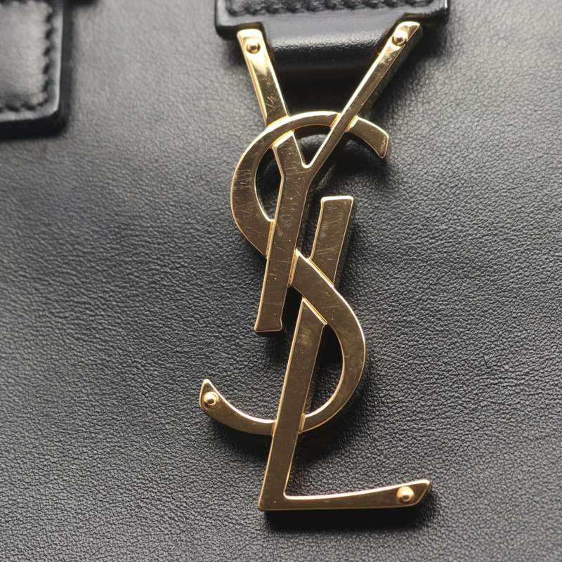 YVES SAINT LAURENT YSL Baby Monogram Cabas 單肩手提包，黑色皮革，二手-9