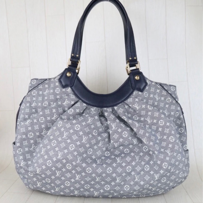 「JL精品代購」9新 LV 藍丹寧托特肩背包-4