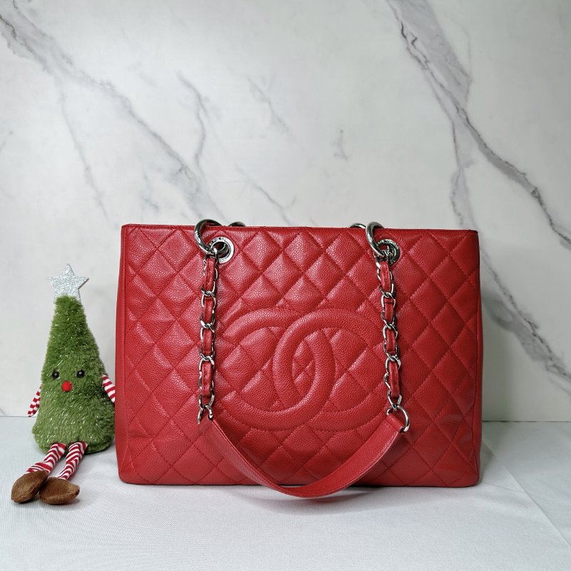 CHANEL GST荔枝牛肩背購物包-0