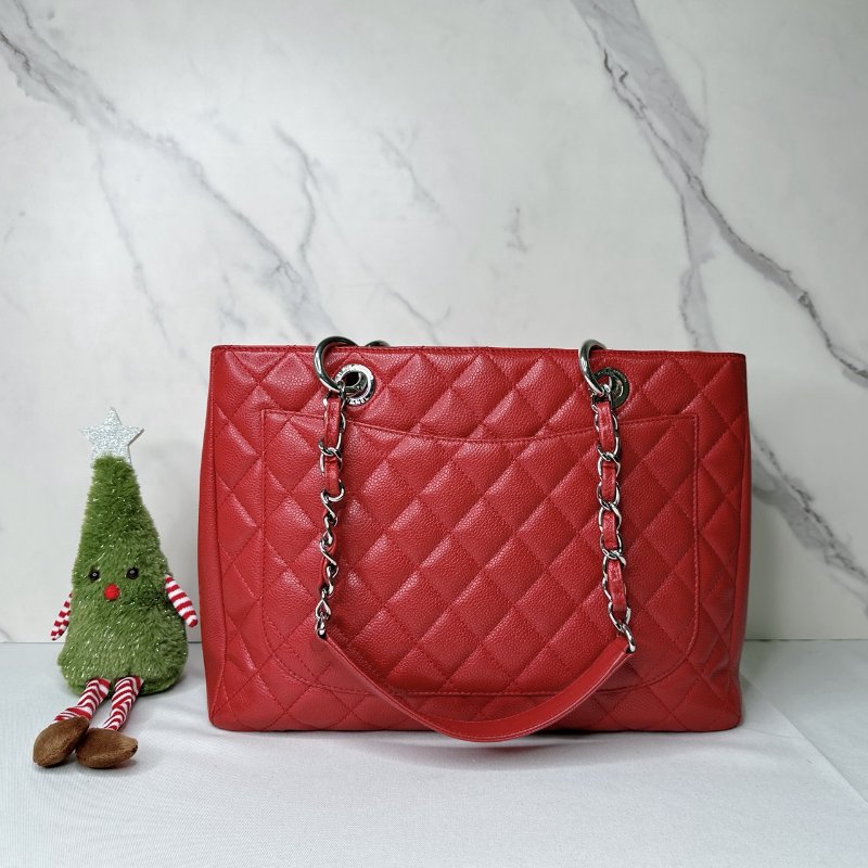 CHANEL GST荔枝牛肩背購物包-1