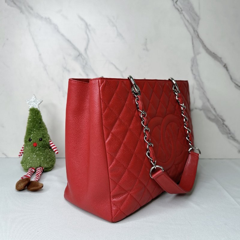 CHANEL GST荔枝牛肩背購物包-3