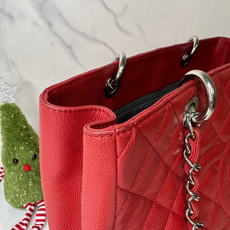 CHANEL GST荔枝牛肩背購物包-9