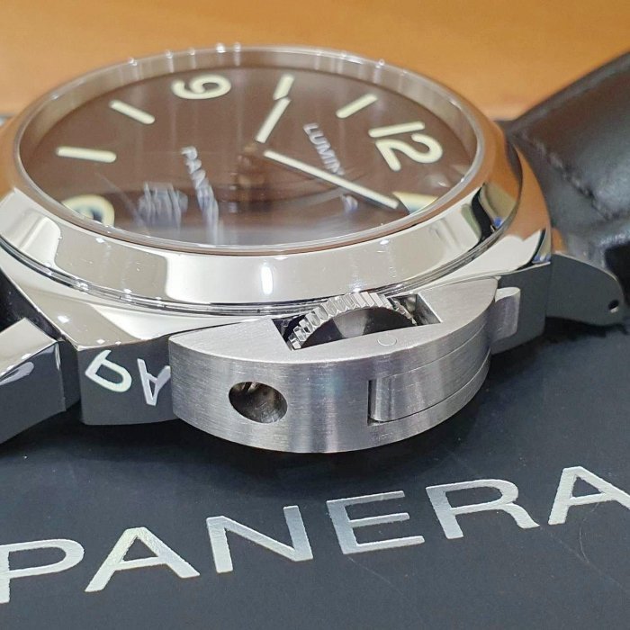 【大眾名錶】PANERAI 沛納海 PAM01000 LUMINOR系列 2019/01 黑色面盤 龍頭護橋 原廠皮革錶帶 原廠扣 B1001-6