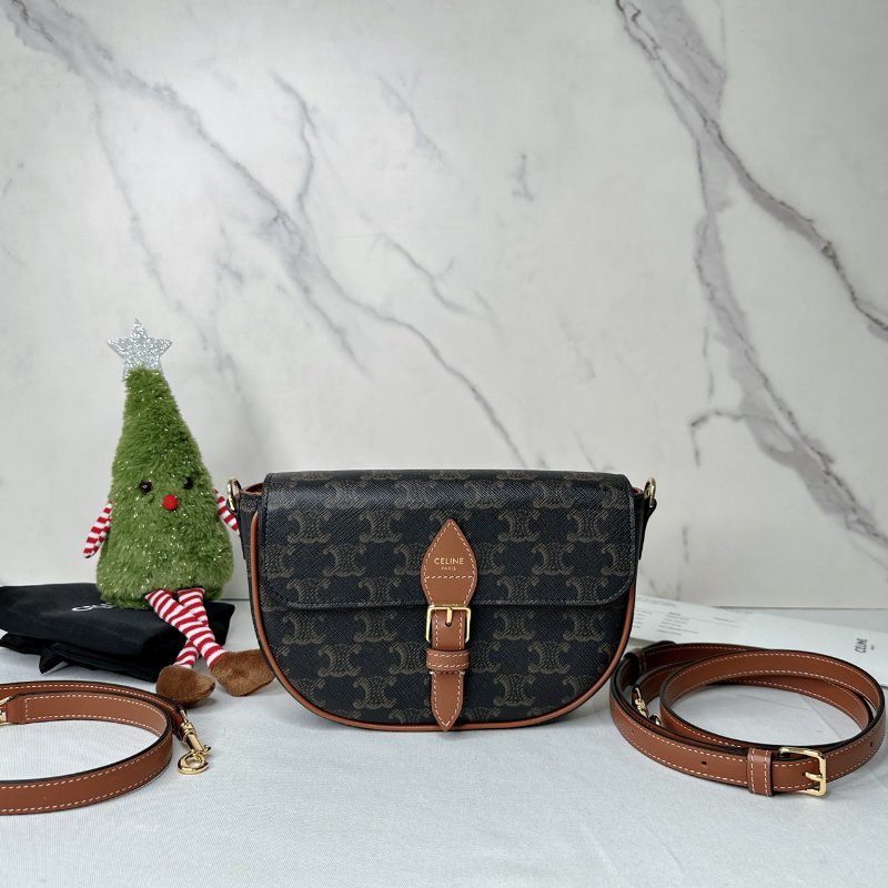 CELINE 全新FOLCO老花馬鞍包-0