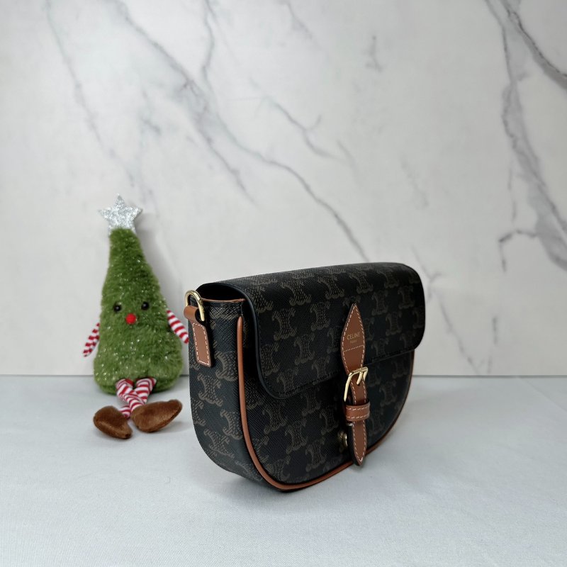 CELINE 全新FOLCO老花馬鞍包-3