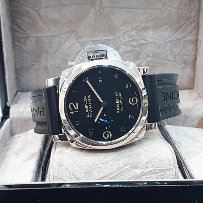 【大眾名錶】PANERAI 沛納海 Luminor系列 PAM01359 黑面 菸草三明治面盤 藍色小秒針 原廠膠帶 B1180-2