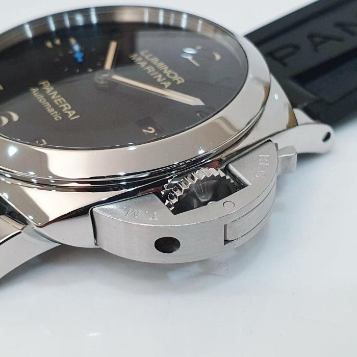 【大眾名錶】PANERAI 沛納海 Luminor系列 PAM01359 黑面 菸草三明治面盤 藍色小秒針 原廠膠帶 B1180-6