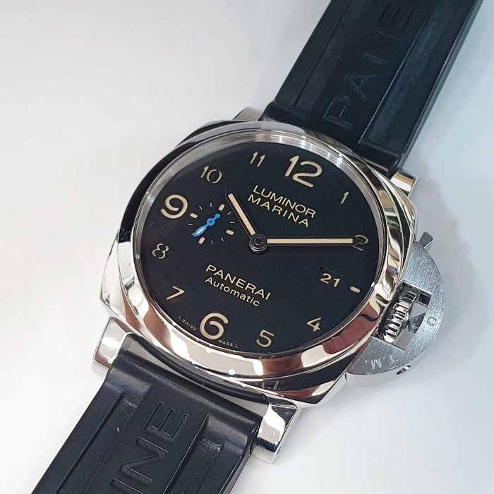 【大眾名錶】PANERAI 沛納海 Luminor系列 PAM01359 黑面 菸草三明治面盤 藍色小秒針 原廠膠帶 B1180-8