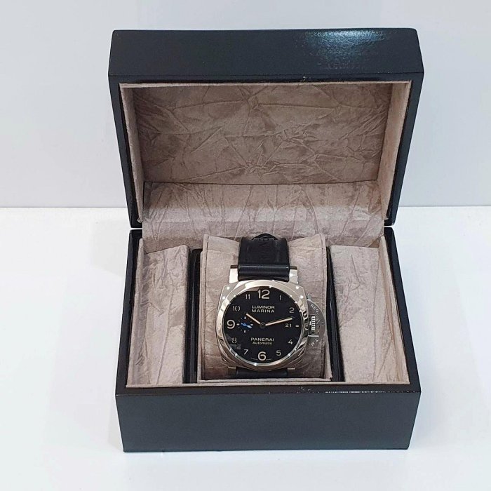 【大眾名錶】PANERAI 沛納海 Luminor系列 PAM01359 黑面 菸草三明治面盤 藍色小秒針 原廠膠帶 B1180-9