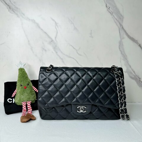 CHANEL CF30黑銀鏈帶包