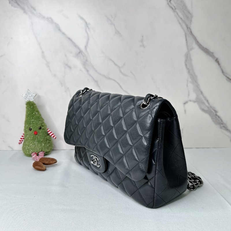 CHANEL CF30黑銀鏈帶包-2