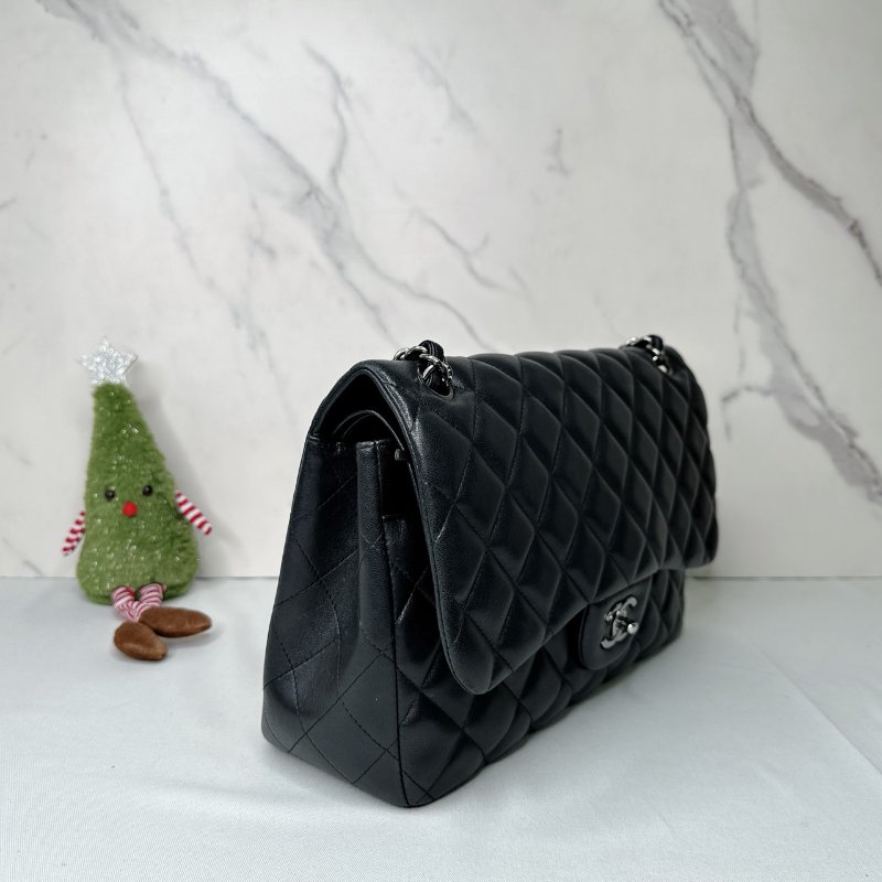 CHANEL CF30黑銀鏈帶包-3