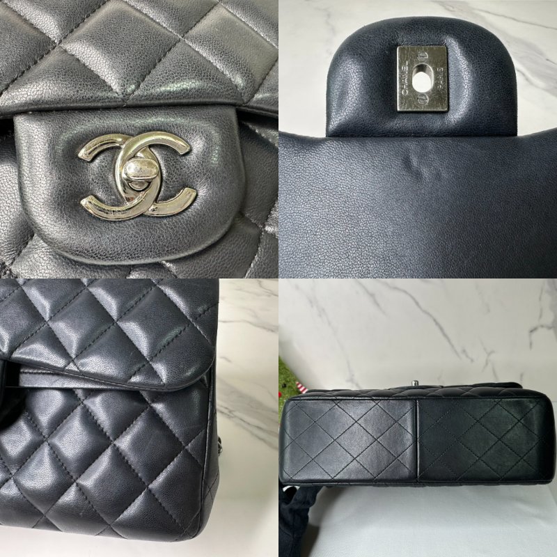 CHANEL CF30黑銀鏈帶包-8