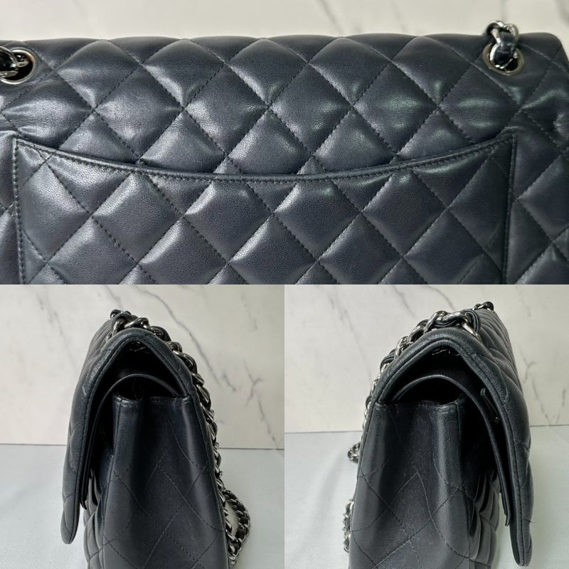 CHANEL CF30黑銀鏈帶包-9