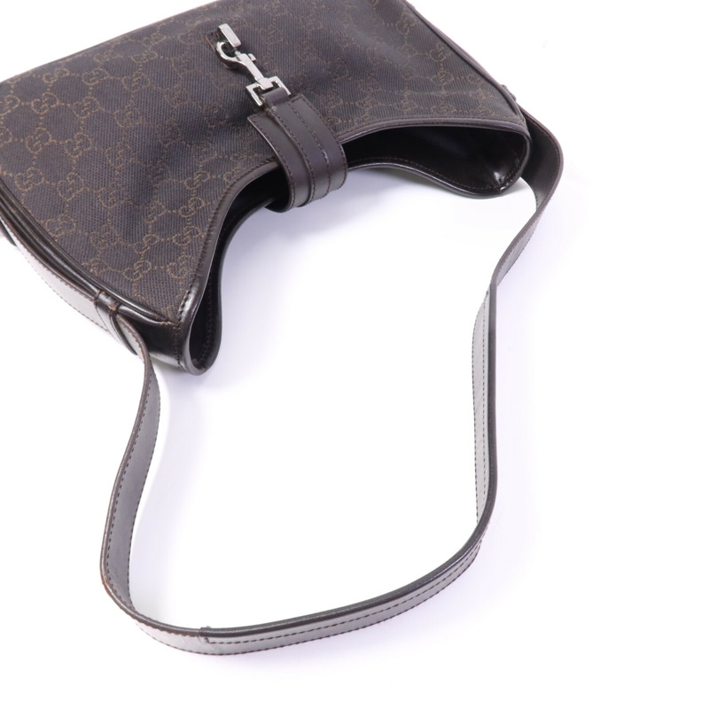 GUCCI 帆布Jacqua銀扣肩背袋-8