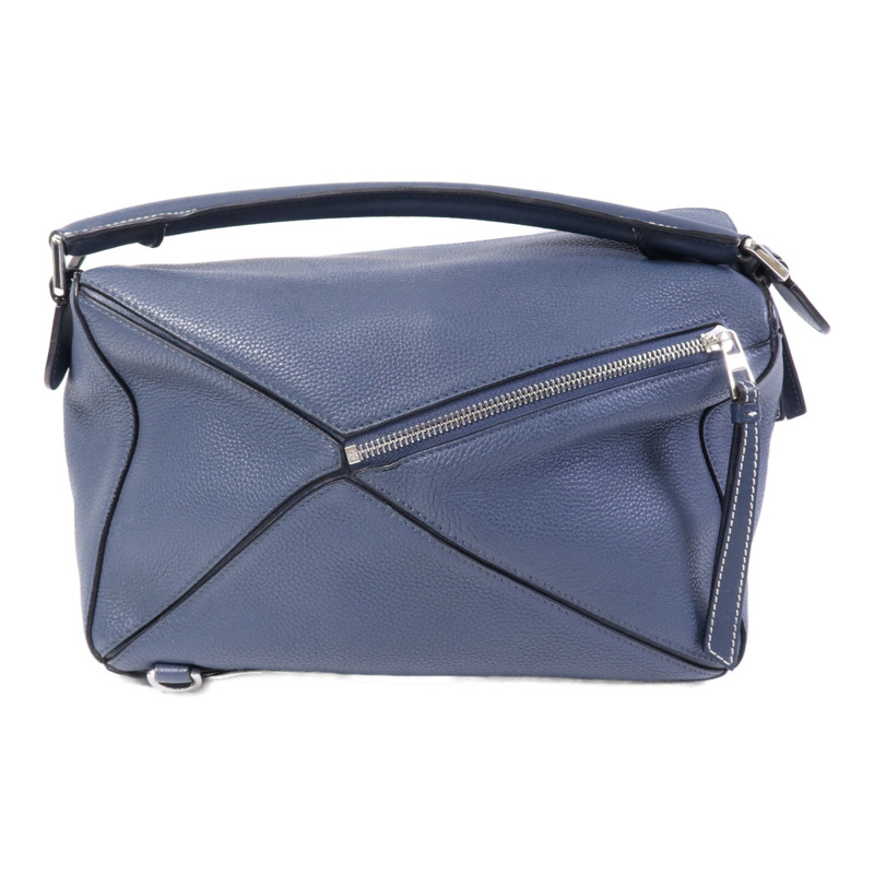 LOEWE 牛皮皮革Puzzle Medium銀扣手挽肩背兩用袋-1