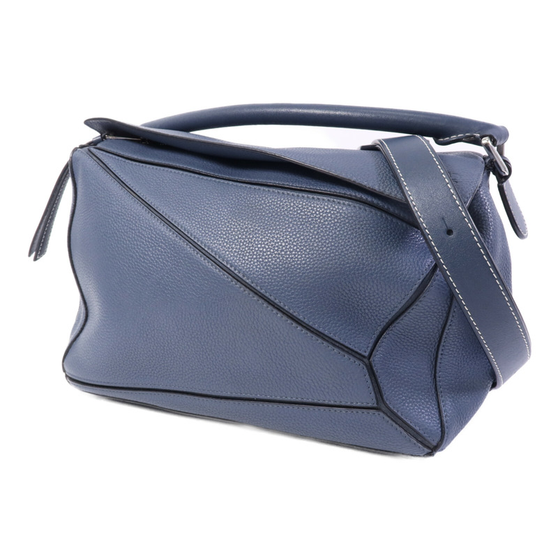 LOEWE 牛皮皮革Puzzle Medium銀扣手挽肩背兩用袋-2