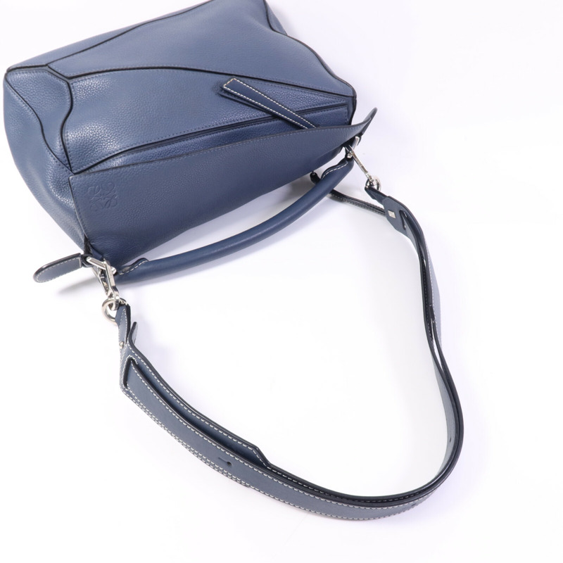 LOEWE 牛皮皮革Puzzle Medium銀扣手挽肩背兩用袋-8