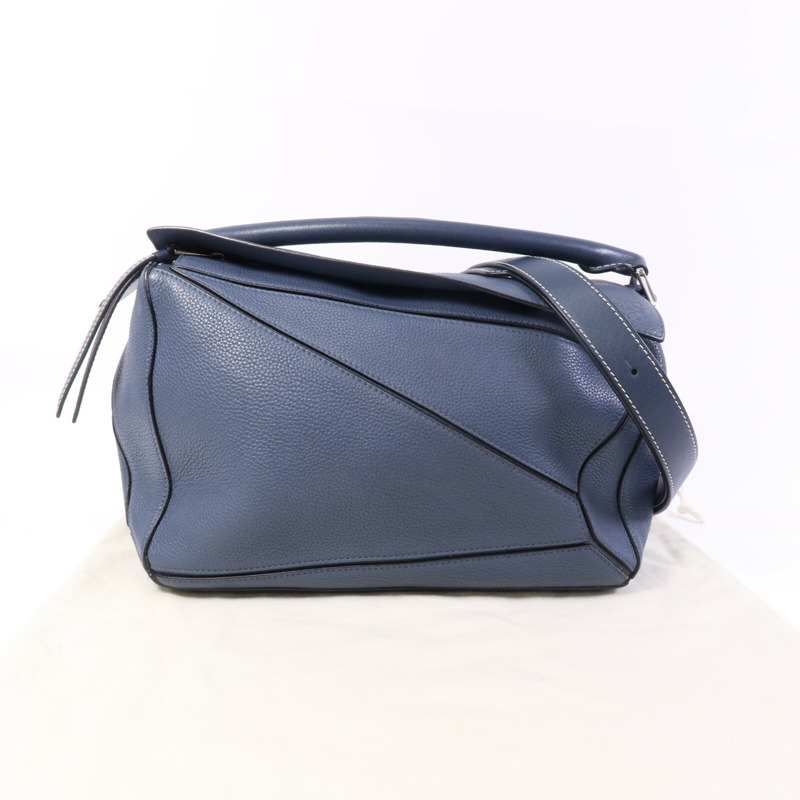 LOEWE 牛皮皮革Puzzle Medium銀扣手挽肩背兩用袋-9