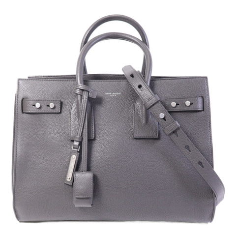 SAINT LAURENT 牛皮皮革Sac De Jour銀扣手挽肩背兩用袋