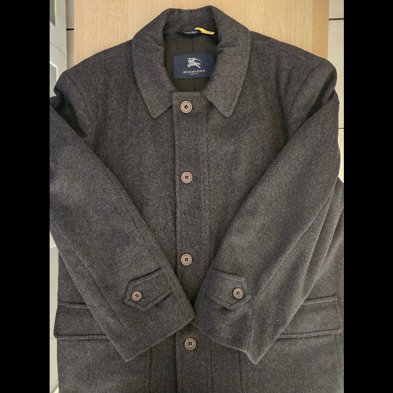 BURBERRY英國灰色男仕羊毛大衣 灰色 Size L-1