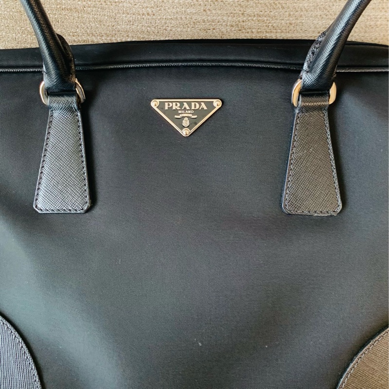 Prada手提肩背包 黑色尼龍 保齡球包-3