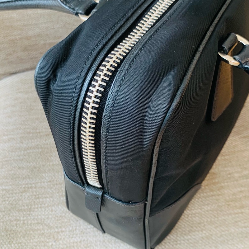 Prada手提肩背包 黑色尼龍 保齡球包-7