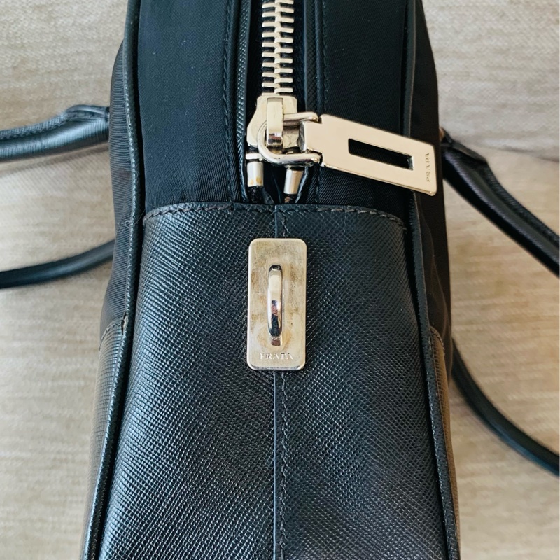 Prada手提肩背包 黑色尼龍 保齡球包-9