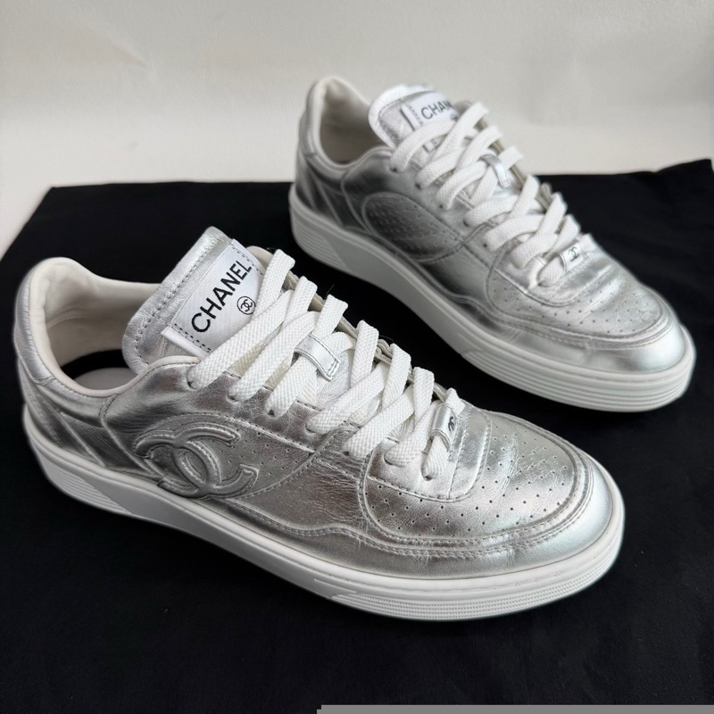 CHANEL香奈兒 空軍一號 雙C大logo 鐳射銀配色 38碼-2