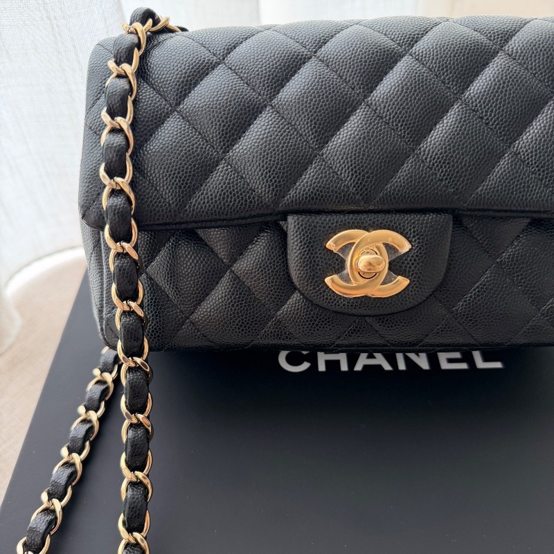 Chanel CF20 minicoco20 「現貨」絕版荔枝魚子醬牛皮配金釦！20公分超人氣經典款 最耐用有質感的皮革  9新  配件：紙盒、塵套-5