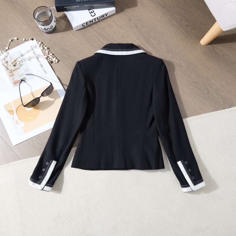 CHANEL黑白撞色西裝外套-7