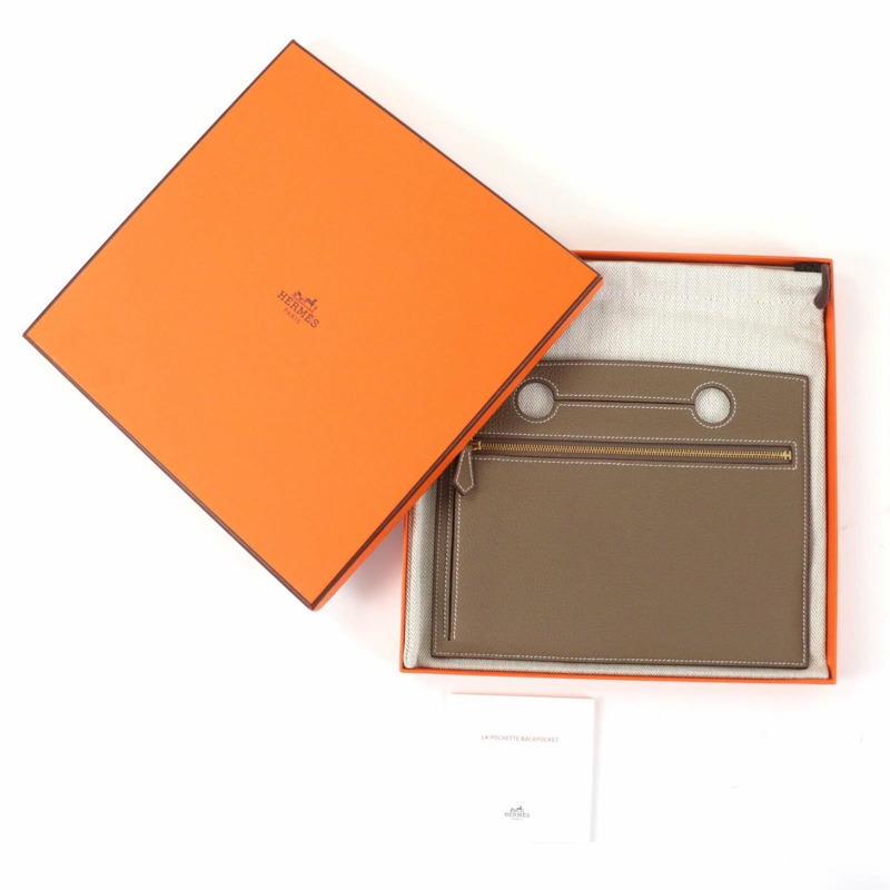 愛馬仕 Etoupe Togo 皮革手提包，金色五金配件，拉鍊開合，帶口袋，U 字印記，附原廠盒和防塵袋，法國製造，女士款-1